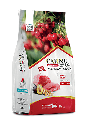 Carni Life Cranberry Ancestral Grain Adult Sığır Etli & Erikli Yetişkin Kedi Maması 1,5 Kg - 1