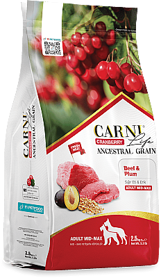 Carni Life Cranberry Ancestral Grain Adult Medıum & Maxi Sığır Etli & Erikli Yetişkin Köpek Maması 12 Kg - 1