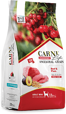 Carni Life Cranberry Ancestral Grain Adult Mini Sığır Etli & Erikli Yetişkin Köpek Maması 7 Kg - 1