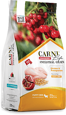 Carni Life Cranberry Ancestral Grain Puppy Mini Tavuklu & Narlı Yavru Köpek Maması 2,5 Kg - 1