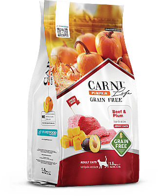 Carni Life Pumpkin Adult Tahılsız Sığır Etli & Erikli Yetişkin Kedi Maması 10 Kg - 1