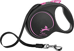 Flexi Black Design Otomatik Şerit Gezdirme Tasması Large 5 Metre Siyah/Pembe - Flexi