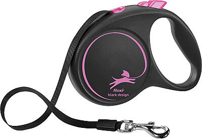 Flexi Black Design Otomatik Şerit Gezdirme Tasması Large 5 Metre Siyah/Pembe - 1